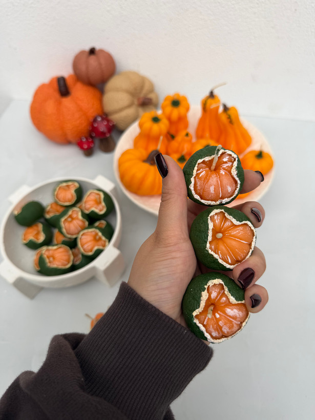 شمع دکوری پاییزی نارنگی